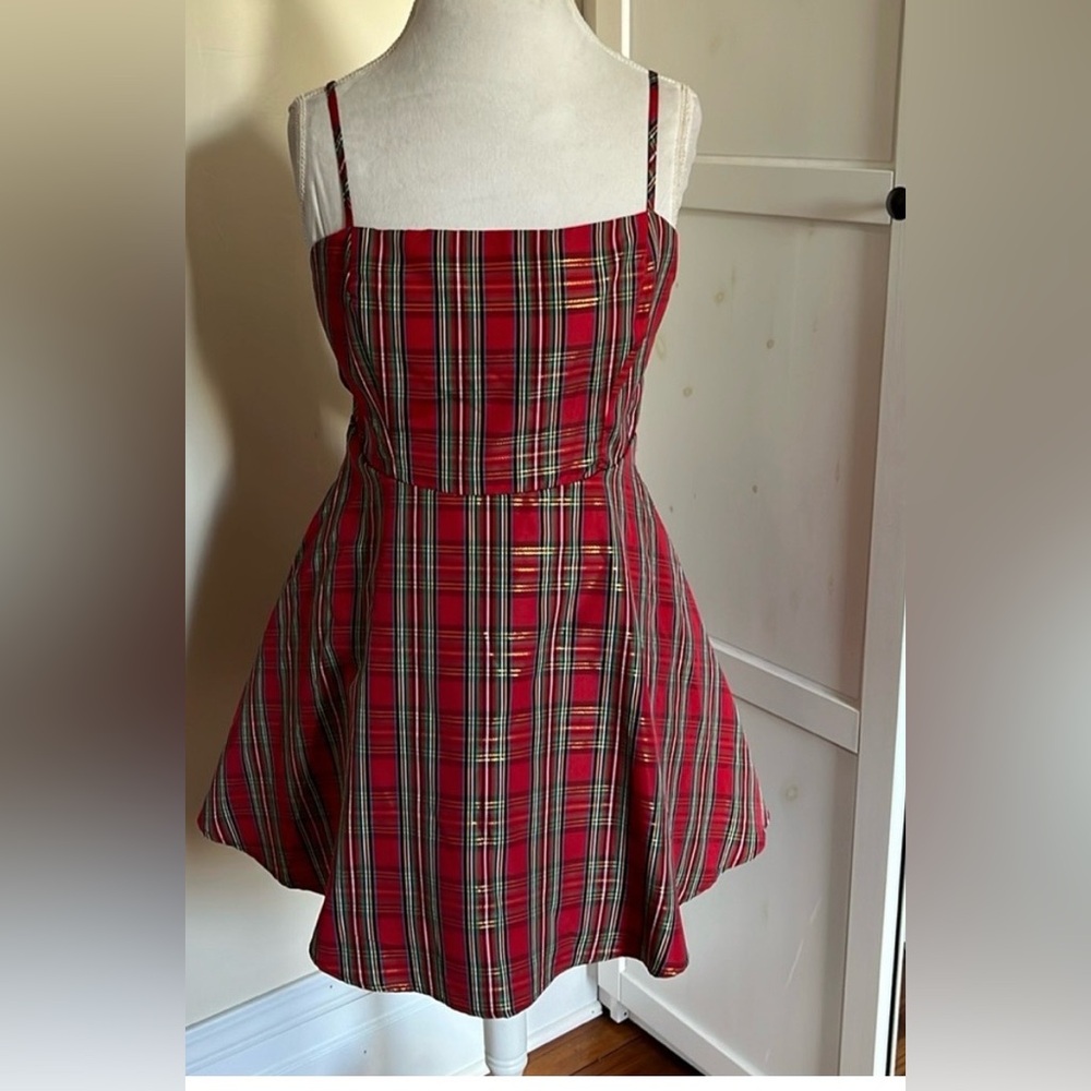 Altar’d State red Plaid A-Line Dress